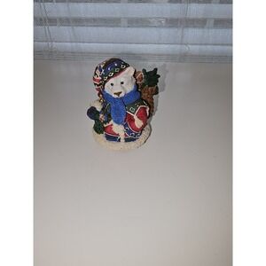 Vintage Christmas Bear Figurine Resin Holiday Winter Décor Hand Painted‎